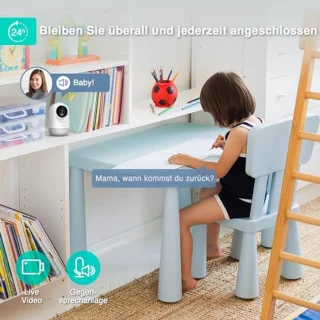 2K bewakingscamera voor binnen - babyfoon met 360° wifi-bewaking, bewegingsdetectie en geluidsherkenning