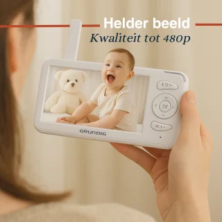 Grundig Video Babyfoon met Camera - Baby Monitor met 5-inch Kleurenscherm - Babyphone met Nachtzicht, Temperatuurweergave en Terugspreekfunctie - Wit