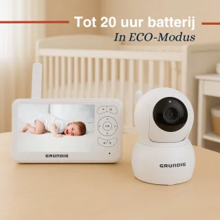 Grundig Video Babyfoon met Camera - Baby Monitor met 5-inch Kleurenscherm - Babyphone met Nachtzicht, Temperatuurweergave en Terugspreekfunctie - Wit