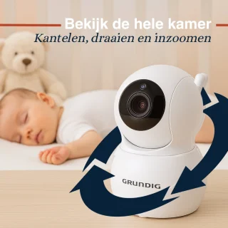 Grundig Video Babyfoon met Camera - Baby Monitor met 5-inch Kleurenscherm - Babyphone met Nachtzicht, Temperatuurweergave en Terugspreekfunctie - Wit