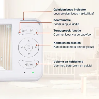Grundig Video Babyfoon met Camera - Baby Monitor met 5-inch Kleurenscherm - Babyphone met Nachtzicht, Temperatuurweergave en Terugspreekfunctie - Wit