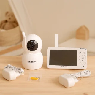 Grundig Video Babyfoon met Camera - Baby Monitor met 5-inch Kleurenscherm - Babyphone met Nachtzicht, Temperatuurweergave en Terugspreekfunctie - Wit