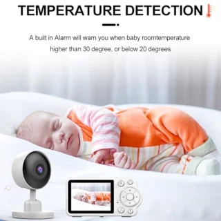 Babyfoon met Camera en Audio, 720P HD-scherm Video-babyfoon met Temperatuurdetectie, Geen Wifi, Tweerichtingsgesprek, Ideaal voor Nieuwe Moeders (EU-stekker)