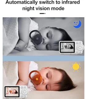 Babyfoon met Camera en Audio, 720P HD-scherm Video-babyfoon met Temperatuurdetectie, Geen Wifi, Tweerichtingsgesprek, Ideaal voor Nieuwe Moeders (EU-stekker)