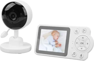 Babyfoon met Camera en Audio, 720P HD-scherm Video-babyfoon met Temperatuurdetectie, Geen Wifi, Tweerichtingsgesprek, Ideaal voor Nieuwe Moeders (EU-stekker)