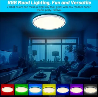 Plafondlamp 24W 3200 lumen led-plafondlamp met 7 RGB-kleuren waterdicht - helderheidsgeheugenfunctie