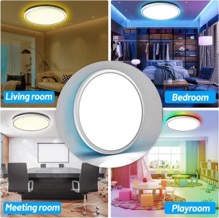Plafondlamp 24W 3200 lumen led-plafondlamp met 7 RGB-kleuren waterdicht - helderheidsgeheugenfunctie