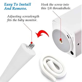 Baby Monitor Holder, 2 Pieces, Universal Video Camera Mount Flexible with 1/4 Inch Thread Hole, No Tools or Wall Damage, Security Camera Mount (White)