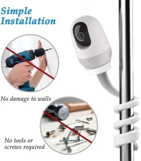 Baby Monitor Holder, 2 Pieces, Universal Video Camera Mount Flexible with 1/4 Inch Thread Hole, No Tools or Wall Damage, Security Camera Mount (White)