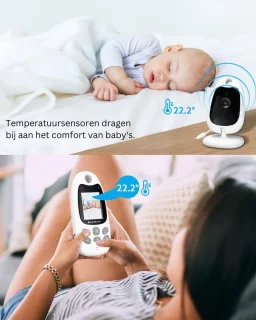 Babyfoon met Camera en Wifi - Babyphone met Thermometer - Two-Way Audio - Nachtzicht