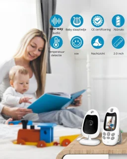 Babyfoon met Camera en Wifi - Babyphone met Thermometer - Two-Way Audio - Nachtzicht