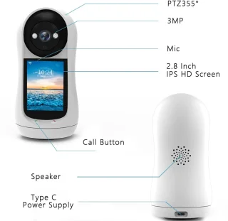 Babyfoon met Camera - Tweeweg Video & Audio - Baby Monitor - Lichaamstracking - WiFi Camera - Beweging Detectie & Alarm - Video oproep - Intercom - Smart 2MP Baby Security Camera - IP Wireless CCTV Surveillance