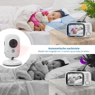 Babyfoon met Camera - Baby Monitor met Geluidsdetectie - Babyfoon met Camera - Wit/1 Stuks