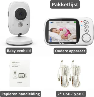 Babyfoon met Camera - Baby Monitor met Geluidsdetectie - Babyfoon met Camera - Wit/1 Stuks