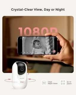 WiFi Babyfoon Extra Camera met 1080P Scherm en Wandhouder - Slimme Babymonitor