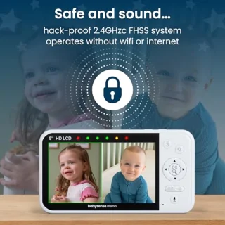 5 inch HD-video babyfoon met camera en audio - Gedeeld scherm, nachtlampje, babygeluidsmachine zonder wifi