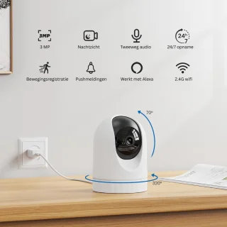 Hondencamera - Huisdiercamera - Babyfoon met Camera en App - Baby Monitor - Full HD - Wit