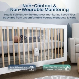 HD Babyfoon en Ademhalingsmonitor met Realtime Waarschuwingen - Medisch Gecertificeerd, 2-in-1 Contactloze Monitor voor Volledige Beddekking
