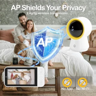 Slimme Babyfoon zonder Wifi met Camera en Audio - 5 inch IPS 1080P, 6000 mAh Batterij, 3000 m Bereik, 24 Uurs Bewaking en AI Geluidsdetectie