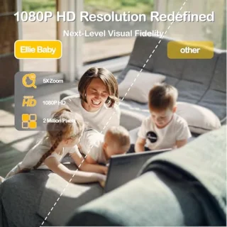 Slimme Babyfoon zonder Wifi met Camera en Audio - 5 inch IPS 1080P, 6000 mAh Batterij, 3000 m Bereik, 24 Uurs Bewaking en AI Geluidsdetectie