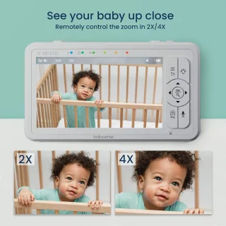 Babymonitor met 5 inch HD-scherm en 2 camera's - 2-weg audio, afstandsbediening en nachtlampje