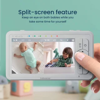 Babymonitor met 5 inch HD-scherm en 2 camera's - 2-weg audio, afstandsbediening en nachtlampje