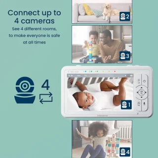 Babymonitor met 5 inch HD-scherm en 2 camera's - 2-weg audio, afstandsbediening en nachtlampje