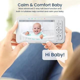 Babymonitor met 5 inch HD-scherm en 2 camera's - 2-weg audio, afstandsbediening en nachtlampje