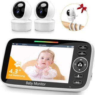 Wat vinden we goed aan de Sytifro Babyfoon met 2 Camera – Baby Monitor met standaard en VOX-modus - zonder wifi, bescherming van de privacy en veiligheid van de baby - Hondencamera - Huisdiercamera - Temperatuursensor - Terugspreekfunctie - Video & Audio - Wit