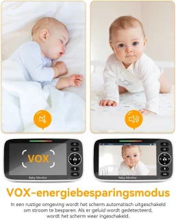 Sytifro Babyfoon met 2 Camera – Baby Monitor met standaard en VOX-modus - zonder wifi, bescherming van de privacy en veiligheid van de baby - Hondencamera - Huisdiercamera - Temperatuursensor - Terugspreekfunctie - Video & Audio - Wit