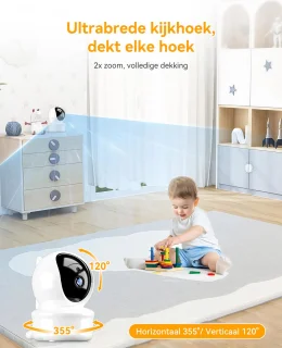 Sytifro Babyfoon met 2 Camera – Baby Monitor met standaard en VOX-modus - zonder wifi, bescherming van de privacy en veiligheid van de baby - Hondencamera - Huisdiercamera - Temperatuursensor - Terugspreekfunctie - Video & Audio - Wit