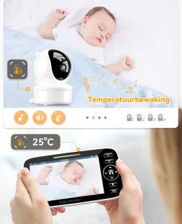 Sytifro Babyfoon met 2 Camera – Baby Monitor met standaard en VOX-modus - zonder wifi, bescherming van de privacy en veiligheid van de baby - Hondencamera - Huisdiercamera - Temperatuursensor - Terugspreekfunctie - Video & Audio - Wit
