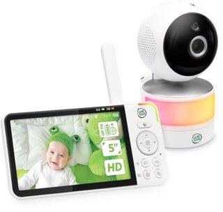 De Video babyfoon met 5 inch 720p HD display, 360° Pan & Tilt, 8x zoomcamera, kleuren-nachtzicht, nachtlicht, tweewegintercom en slimme sensoren in één oogopslag