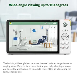 Video babyfoon met 5 inch 720p HD display, 360° Pan & Tilt, 8x zoomcamera, kleuren-nachtzicht, nachtlicht, tweewegintercom en slimme sensoren