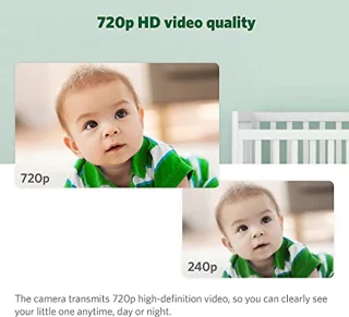 Video babyfoon met 5 inch 720p HD display, 360° Pan & Tilt, 8x zoomcamera, kleuren-nachtzicht, nachtlicht, tweewegintercom en slimme sensoren