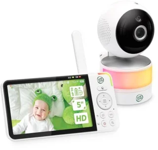 Video babyfoon met 5 inch 720p HD display, 360° Pan & Tilt, 8x zoomcamera, kleuren-nachtzicht, nachtlicht, tweewegintercom en slimme sensoren