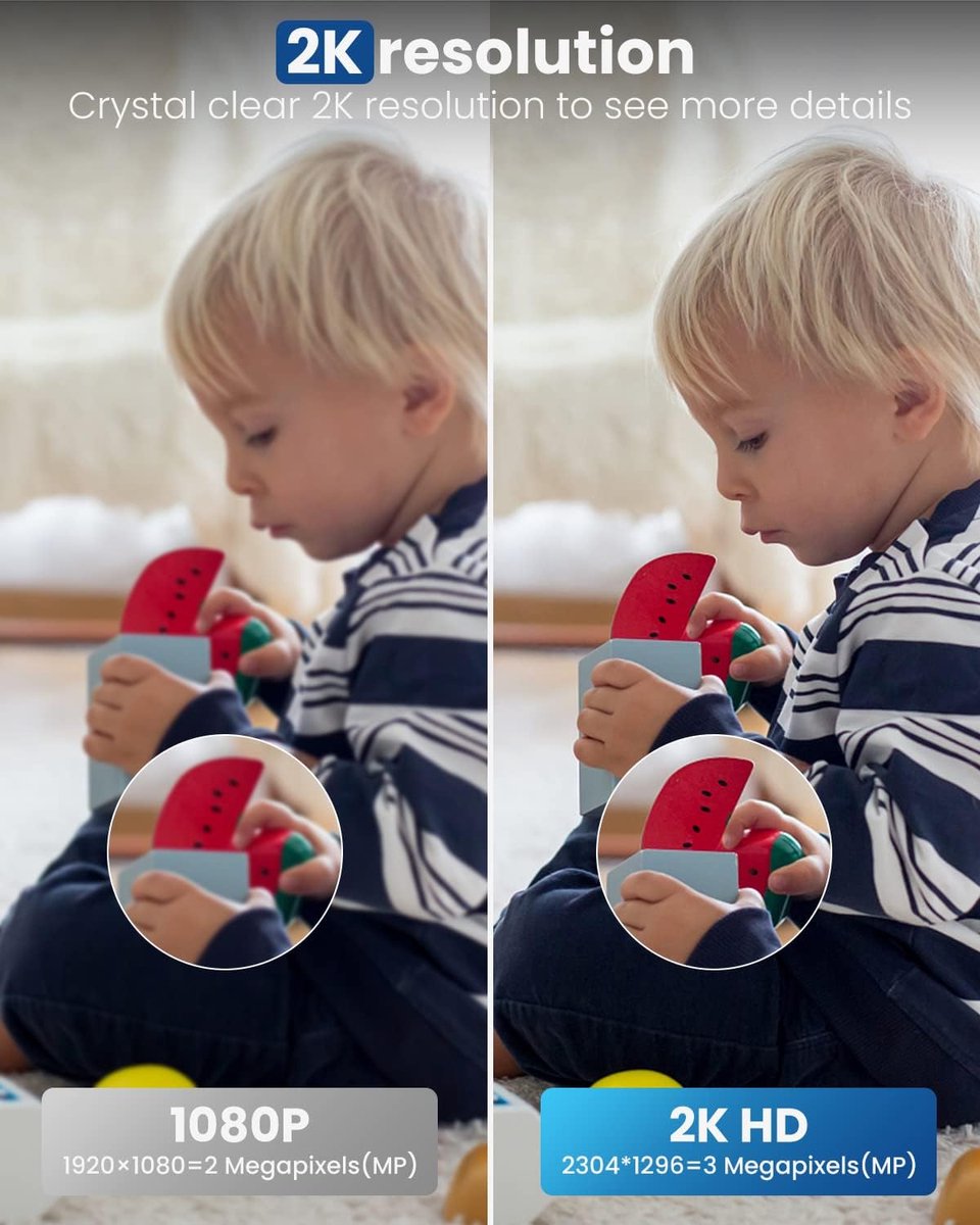 2K Wifi Babyfoon IP-camera 360° Bewegingsdetectie Nachtzicht