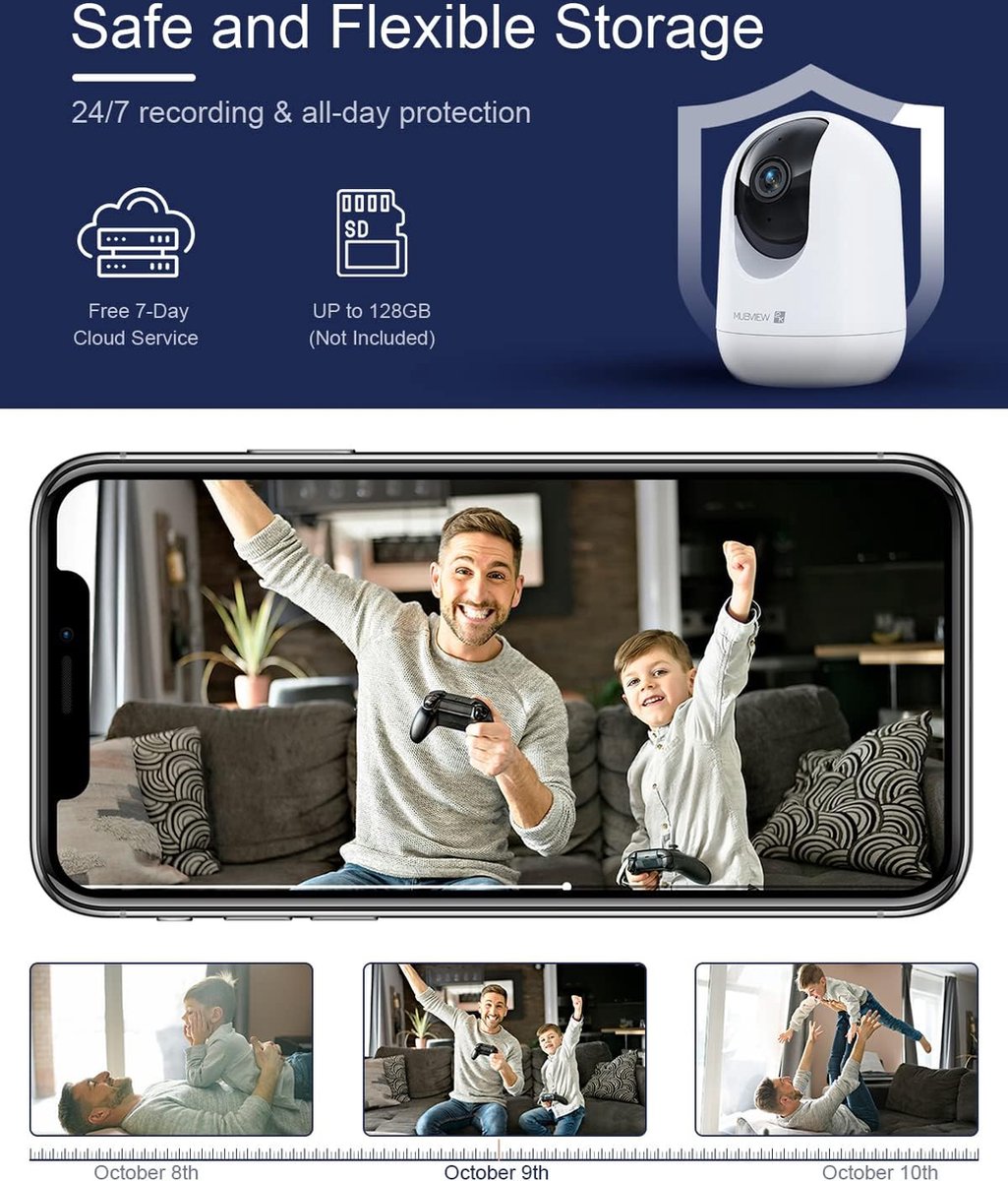 2K Wifi Babyfoon IP-camera 360° Bewegingsdetectie Nachtzicht
