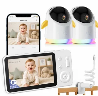 5" WiFi video babyfoon met 2 camera's en app