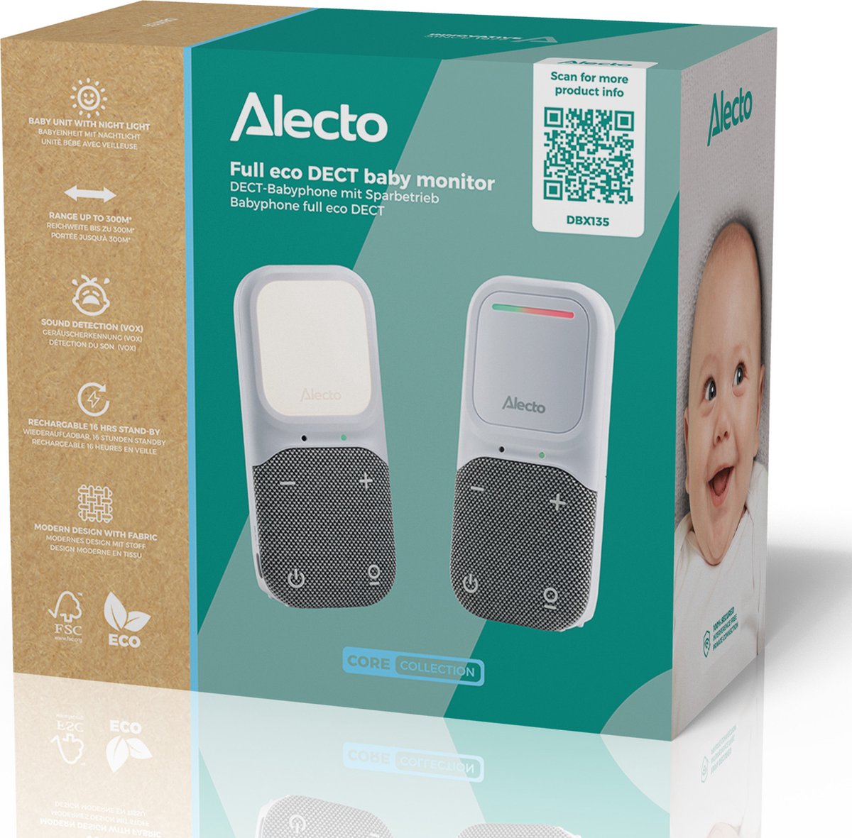 Alecto DBX135 Babyfoon Wit Grijs