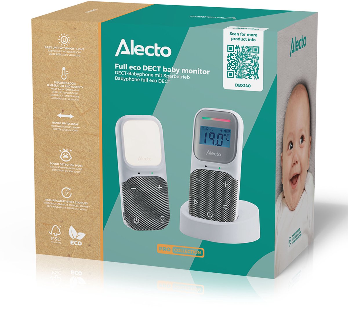 Alecto DBX140 Babyfoon Wit Grijs