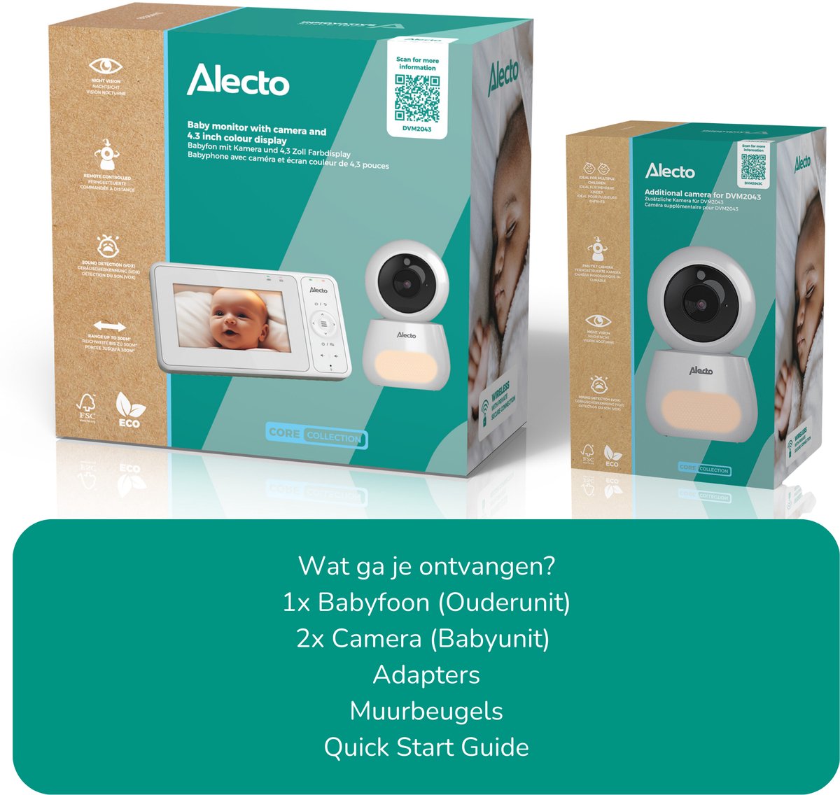 Wat vinden we goed aan de Alecto DVM2043 + DVM2043C Babyfoon met 2 Camera's Wit