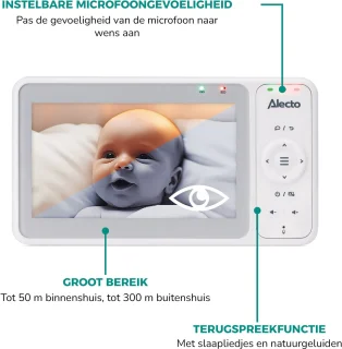Alecto DVM2050 Babyfoon met Camera 5 inch Wit