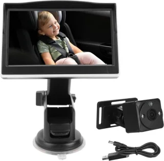 Autocamera Baby Monitor - Baby Camera Auto - Baby's Controleren - 1080P HD Beeld - 5 Inch Scherm - Zwart