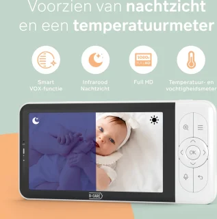 B-Care Moon Wifi Babyfoon Met 2 Camera's 5 Inch HD