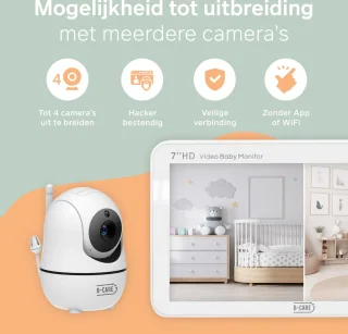 B-Care Sparkle Ultimate Babyfoon 3 Camera 7 Inch HD Monitor