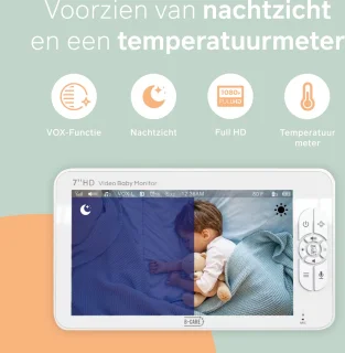 B-Care Sparkle Ultimate Babyfoon 4 Camera's 7 Inch HD