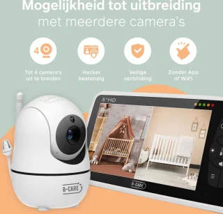 B-Care Star Supreme Babyfoon 4 Camera's 5.0 Inch HD