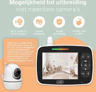 B-care Starlight Mini Babyfoon 2 Camera's 3.5 Inch LCD