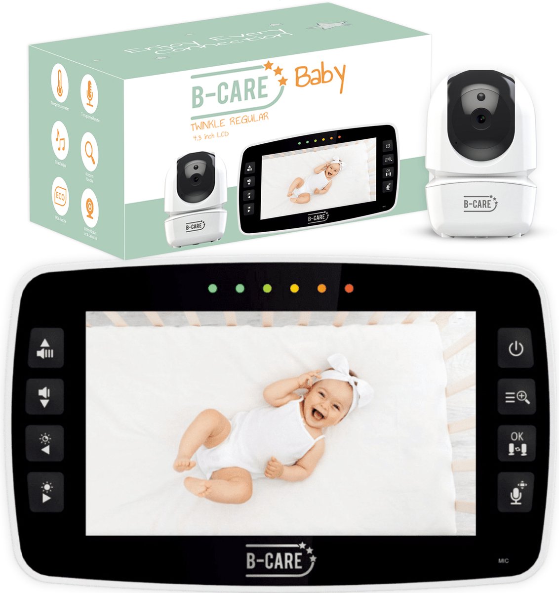 B-Care Twinkle Regular Babyfoon 3 Camera's 4.3" LCD